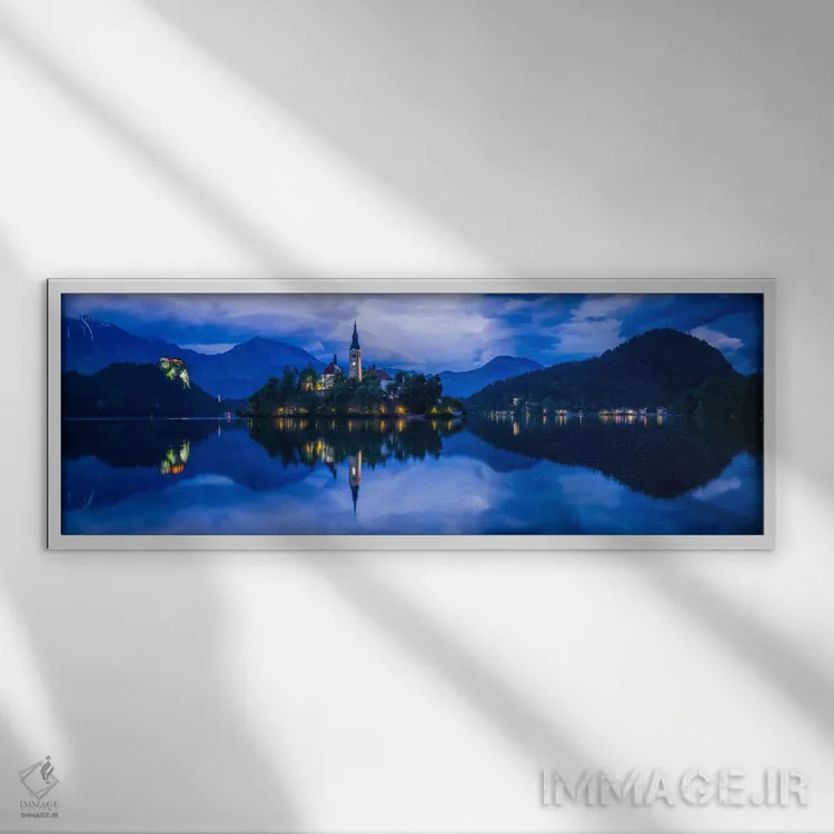 تابلو Bled, Slovenia,آبی دریاچه بلد، بلد، اسلوونی اثر جیم نیلسن - نمای قابدار سفید
