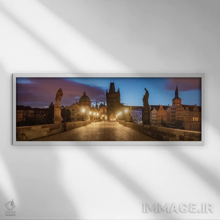 تابلو Prague, Czech Republic,پل چارلز، پراگ، جمهوری چک اثر جیم نیلسن - نمای قابدار سفید