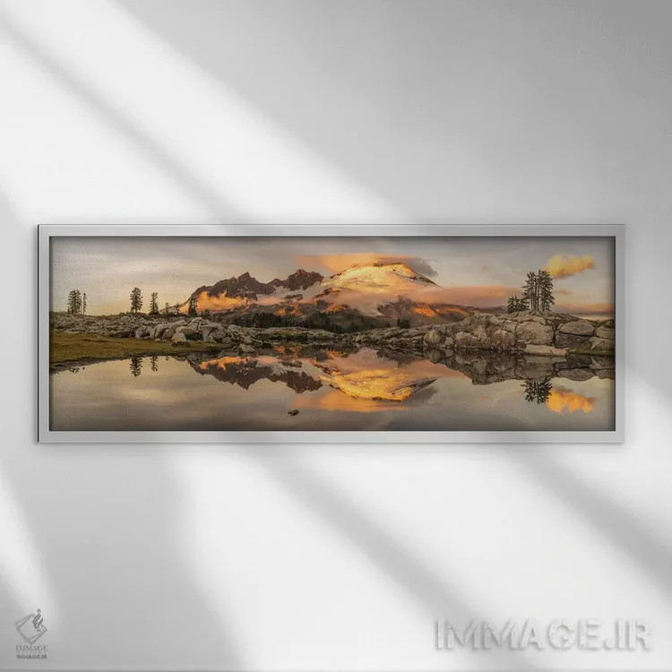 تابلو Washington State,طلوع کوه بیکر، واشنگتن اثر جیم نیلسن - نمای قابدار سفید