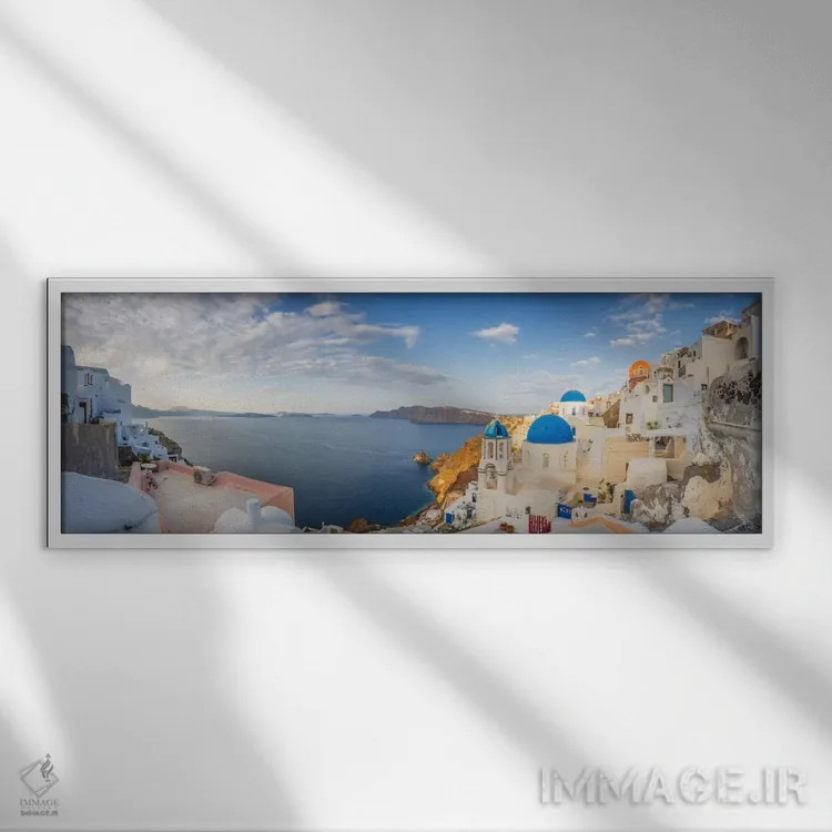 تابلو Santorini, Greece I,طلوع اویا، سانتورینی، یونان (قسمت اول) اثر جیم نیلسن - نمای قابدار سفید