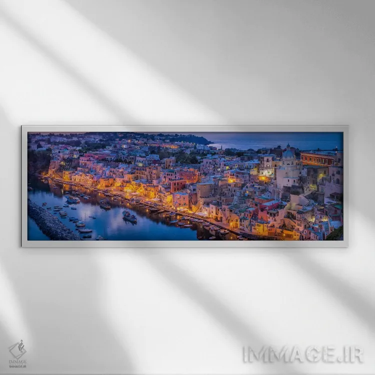 تابلو Procida, Italy,ساعت آبی در پروچیدا، پروچیدا، ایتالیا اثر جیم نیلسن - نمای قابدار سفید