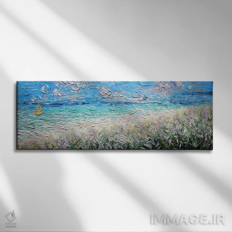 تابلو قایق زرد کوچک اثر ندا خطیب - نمای روبهرو روی دیوار