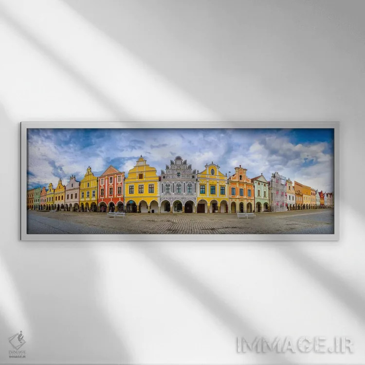 تابلو Telc, Czech Republic,پانورامای تلچ، تلچ، جمهوری چک اثر جیم نیلسن - نمای قابدار سفید