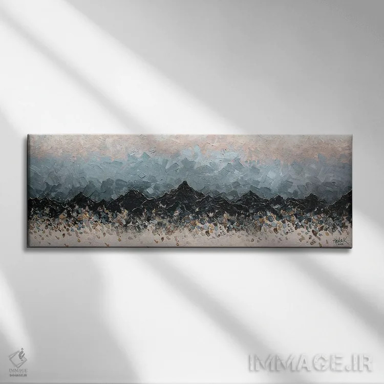 تابلو قلههای آبی شامپاین اثر ندا خطیب - نمای روبهرو روی دیوار