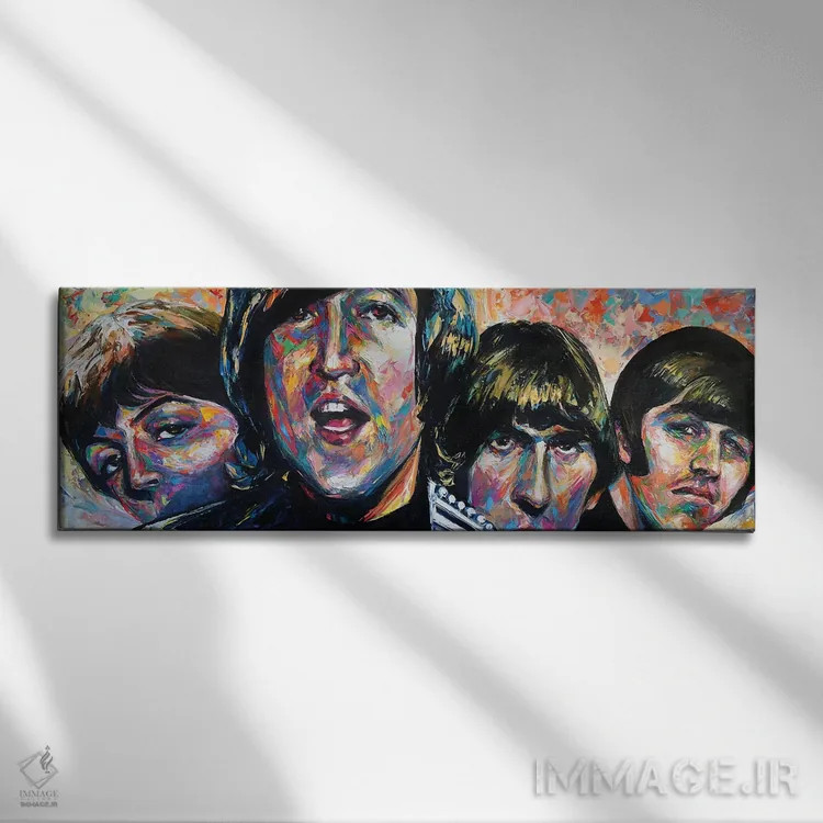 تابلو بیتلز (گروه موسیقی) اثر ناتاشا میلیوس - نمای روبهرو روی دیوار