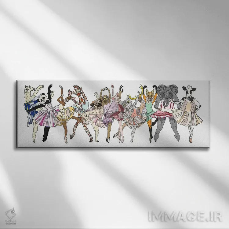 تابلو حیوانات بالرین هیپستر اثر نوتسنیو آرت (استودیوی هنری) - نمای روبهرو روی دیوار