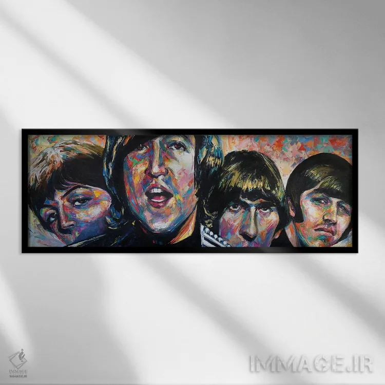 تابلو بیتلز (گروه موسیقی) اثر ناتاشا میلیوس - نمای قابدار مشکی