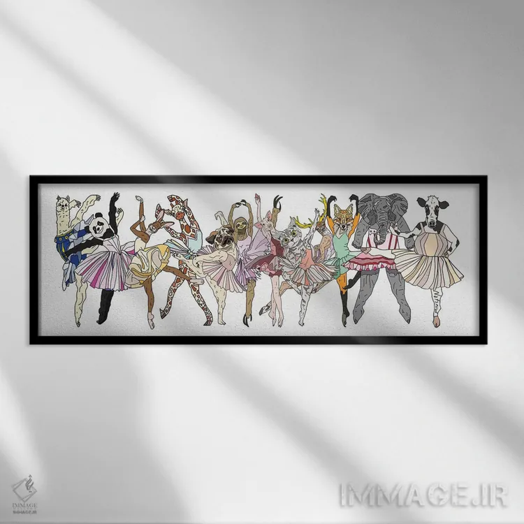 تابلو حیوانات بالرین هیپستر اثر نوتسنیو آرت (استودیوی هنری) - نمای قابدار مشکی