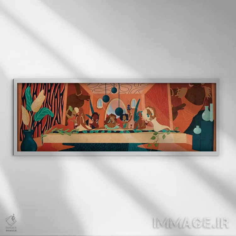 تابلو شام آخر اثر رینا نوریگا - نمای قابدار سفید