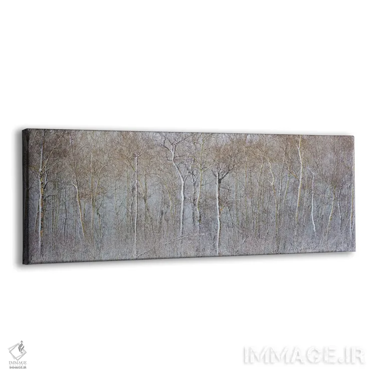 تابلو پانورامای رنگی جنگل توس زمستانی اثر نیک ریو - نمای پرسپکتیو محصول