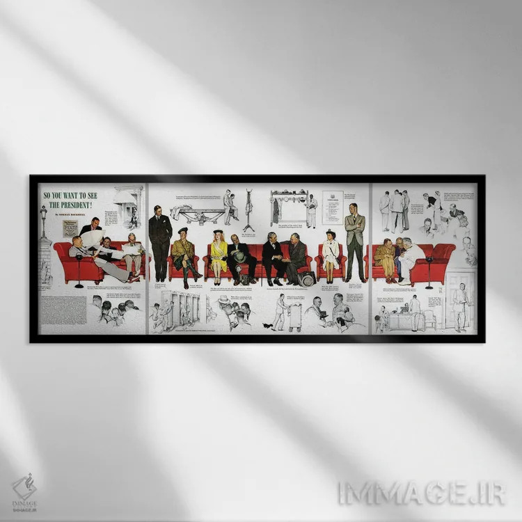 تابلو خب، میخواهی رئیسجمهور را ببینی اثر نورمن راکول - نمای قابدار مشکی