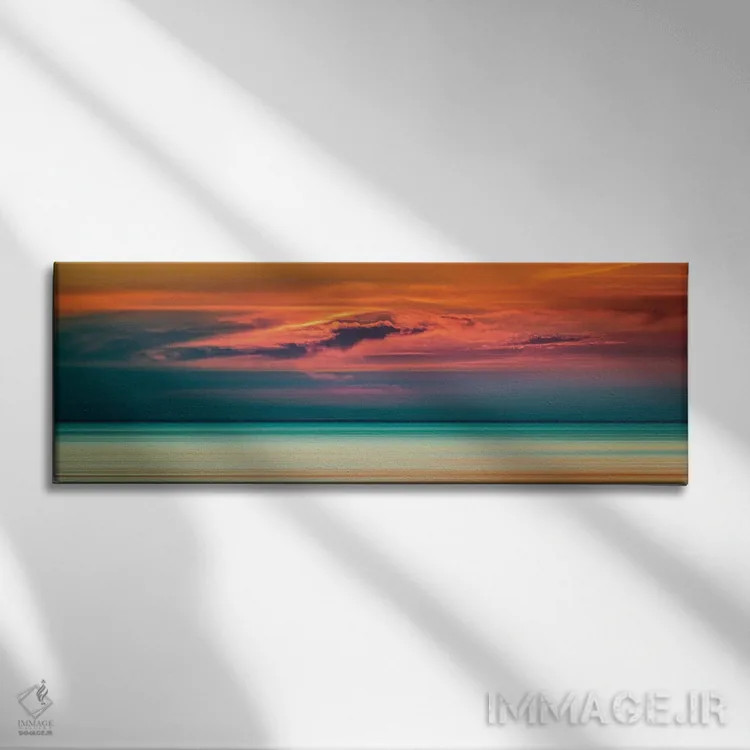 تابلو غروب بر فراز دریاچه اثر نیک ریو - نمای روبهرو روی دیوار