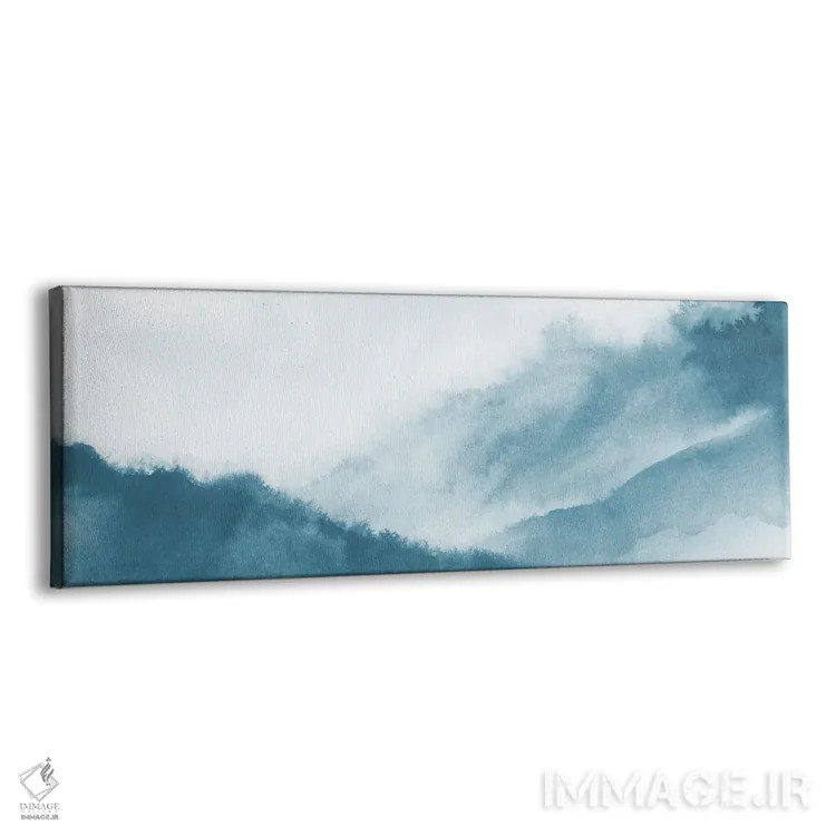تابلو کوهستان مهآلود با آبرنگ سبز-آبی (teal) اثر نووو پرینتس (چاپ هنری نوین) - نمای پرسپکتیو محصول