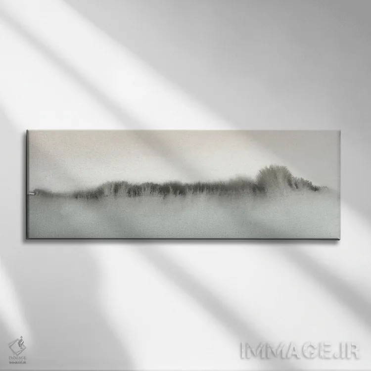 تابلو افق آبرنگی با مرجانی ملایم و خاکستری اثر نووو پرینتس (چاپ هنری نوین) - نمای روبهرو روی دیوار