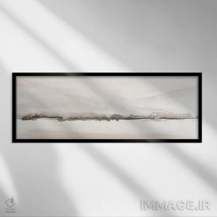 تابلو کوههای مرجانی ملایم و خاکستری اثر نووو پرینتس (چاپ هنری نوین) - نمای قابدار مشکی