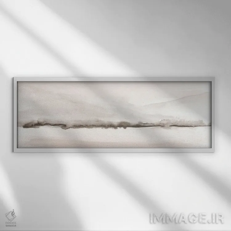 تابلو کوههای مرجانی ملایم و خاکستری اثر نووو پرینتس (چاپ هنری نوین) - نمای قابدار سفید