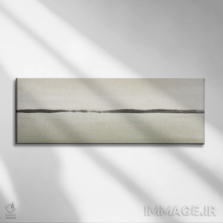 تابلو افق مینیمال با سبز ملایم و بژ اثر نووو پرینتس (چاپ هنری نوین) - نمای روبهرو روی دیوار