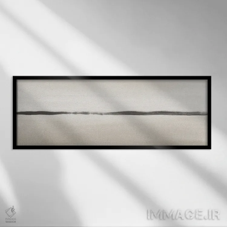 تابلو افق مینیمال با رنگهای بژ اثر نووو پرینتس (چاپ هنری نوین) - نمای قابدار مشکی