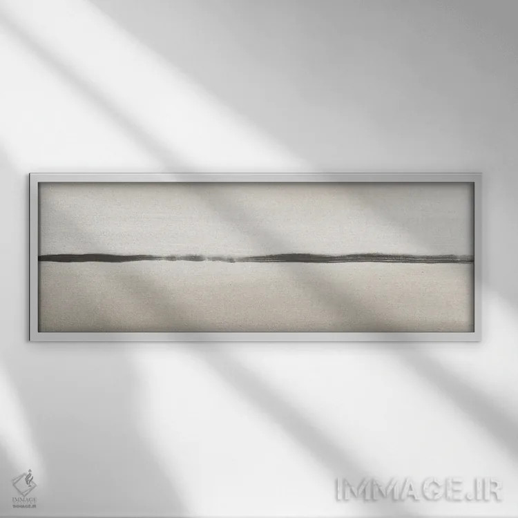 تابلو افق مینیمال با رنگهای بژ اثر نووو پرینتس (چاپ هنری نوین) - نمای قابدار سفید