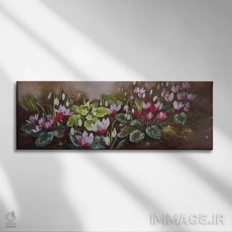 تابلو ژانویه - سیکلامن و گلهای برفی اثر نل واتمور - نمای روبهرو روی دیوار