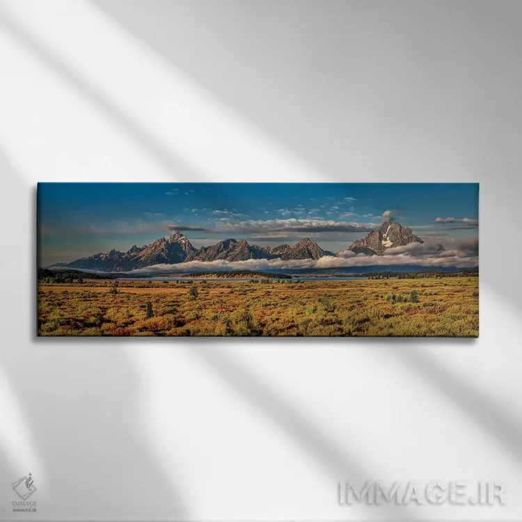 تابلو چشمانداز سراسرنما از گرند تتونز اثر اولنا آرت (استودیو هنری) - نمای روبهرو روی دیوار