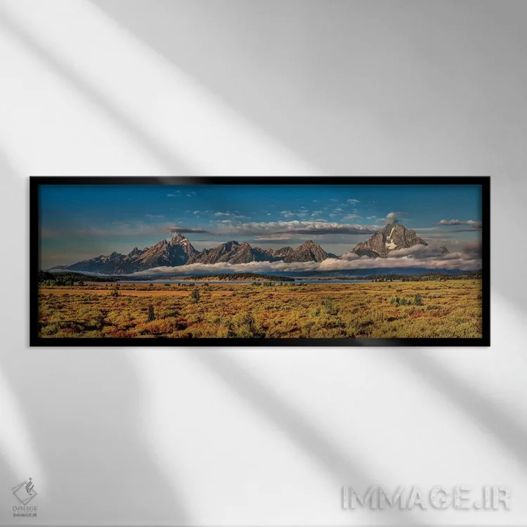 تابلو چشمانداز سراسرنما از گرند تتونز اثر اولنا آرت (استودیو هنری) - نمای قابدار مشکی