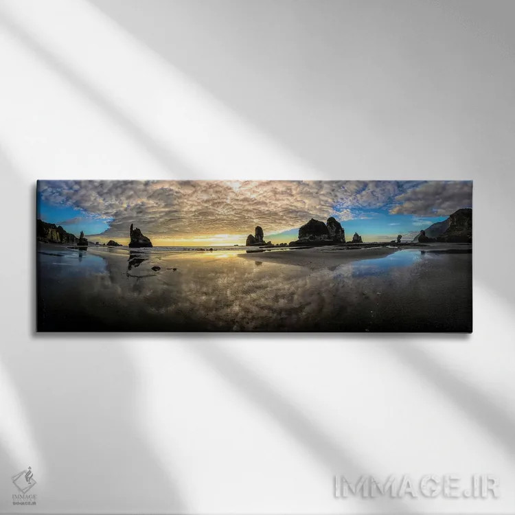 تابلو پیش از غروب در ساحل موتوکیکی، ساحل غربی نیوزیلند اثر اولنا آرت (استودیو هنری) - نمای روبهرو روی دیوار