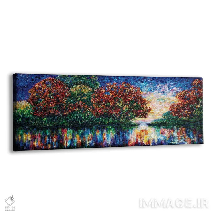 تابلو نقاشی غروب موجدار با کاردک اثر اولنا آرت (استودیو هنری) - نمای پرسپکتیو محصول