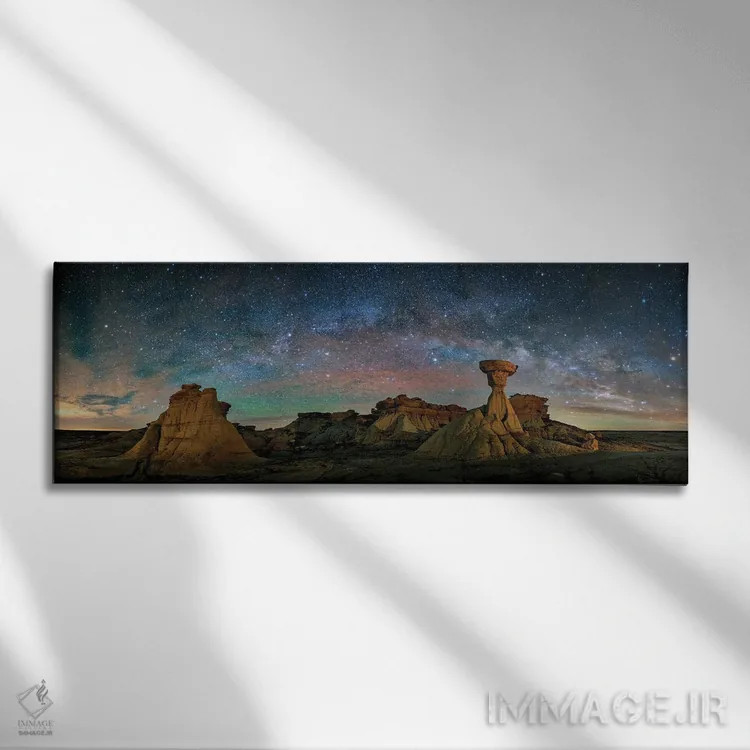 تابلو بیستی بدلندز زیر شب پرستاره غربی اثر اولنا آرت (استودیو هنری) - نمای روبهرو روی دیوار