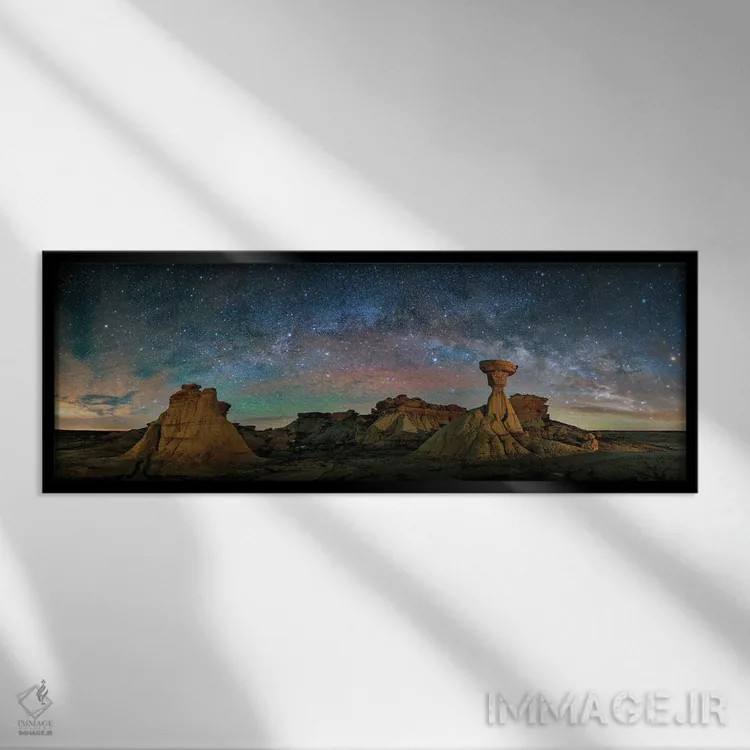 تابلو بیستی بدلندز زیر شب پرستاره غربی اثر اولنا آرت (استودیو هنری) - نمای قابدار مشکی