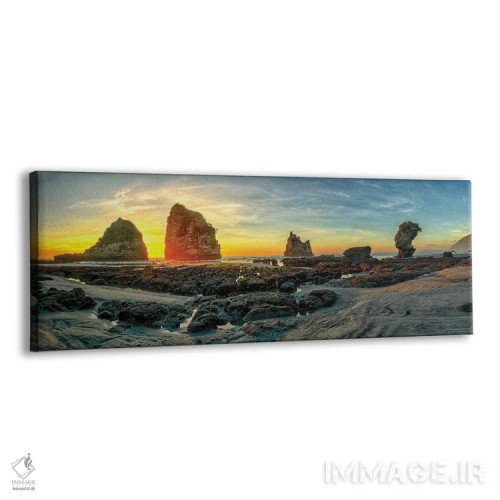 تابلو پانورامای ساحل موتوکیکی در گریماوث، ساحل غربی نیوزیلند درست پیش از غروب اثر اولنا آرت (استودیو هنری) - نمای پرسپکتیو محصول