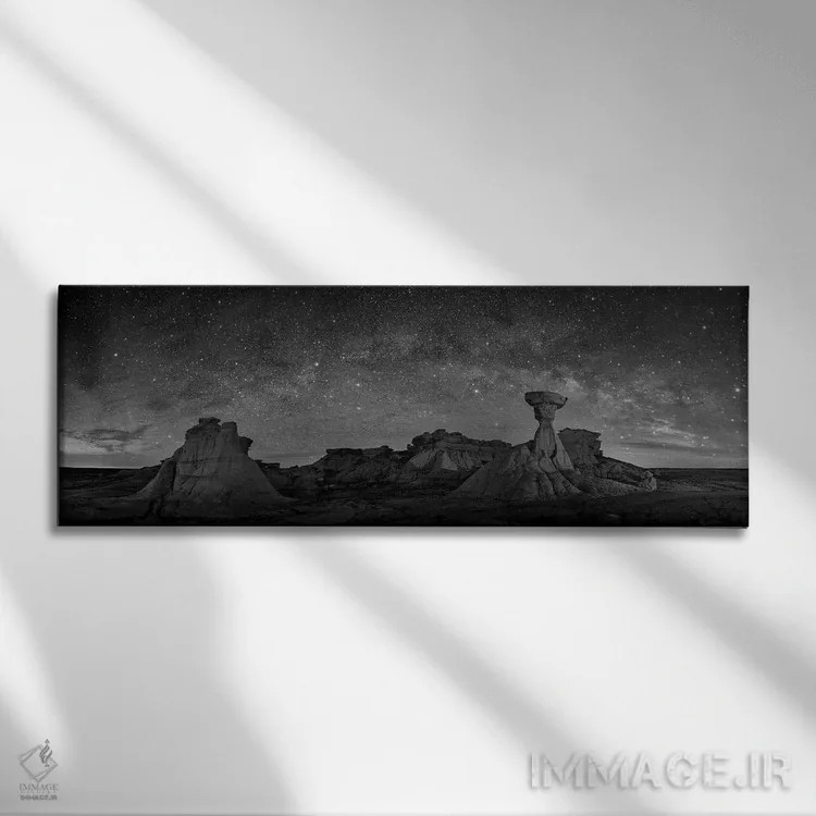تابلو بیستی بدلندز زیر شب پرستارهی کهن غربی اثر اولنا آرت (استودیو هنری) - نمای روبهرو روی دیوار