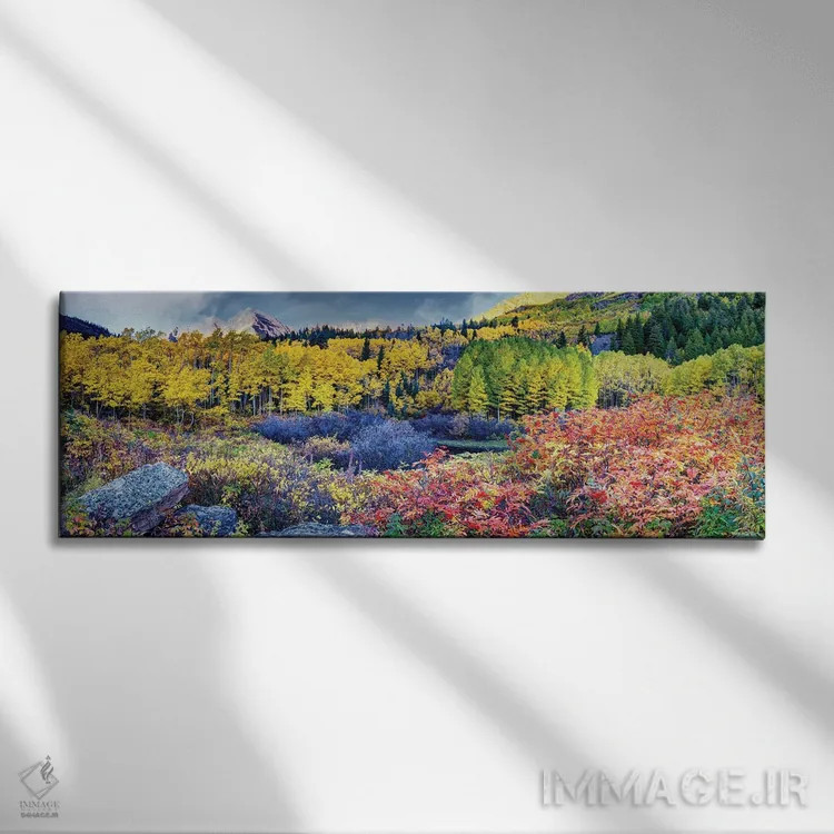 تابلو کوههای راکی در پاییز، کلرادو اثر اولنا آرت (استودیو هنری) - نمای روبهرو روی دیوار