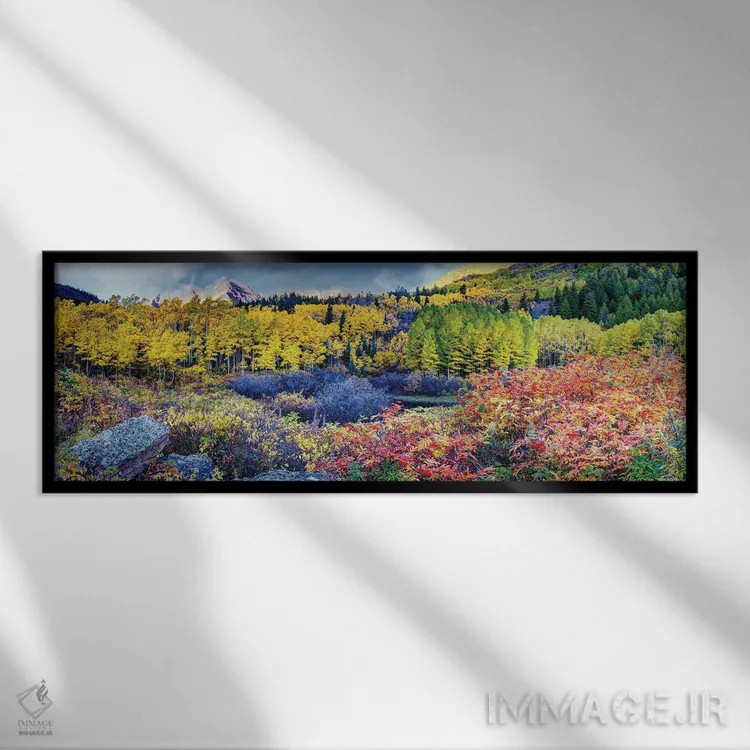 تابلو کوههای راکی در پاییز، کلرادو اثر اولنا آرت (استودیو هنری) - نمای قابدار مشکی