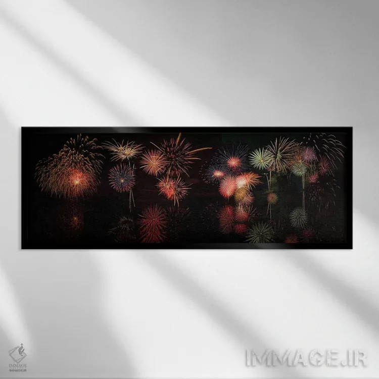 تابلو بازتاب آتشبازی در آب (پانوراما) اثر اولنا آرت (استودیو هنری) - نمای قابدار مشکی