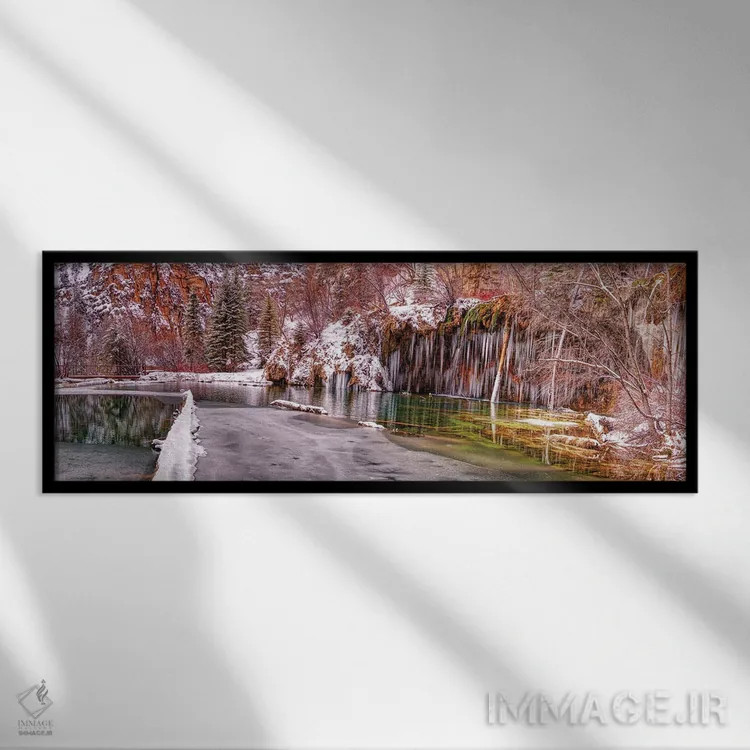 تابلو دریاچه هنگینگ و کوهها در کلرادو، آمریکا اثر اولنا آرت (استودیو هنری) - نمای قابدار مشکی