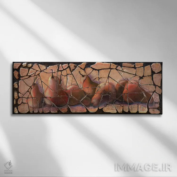 تابلو گلابیها به سبک فرسکو اثر اولنا آرت (استودیو هنری) - نمای روبهرو روی دیوار