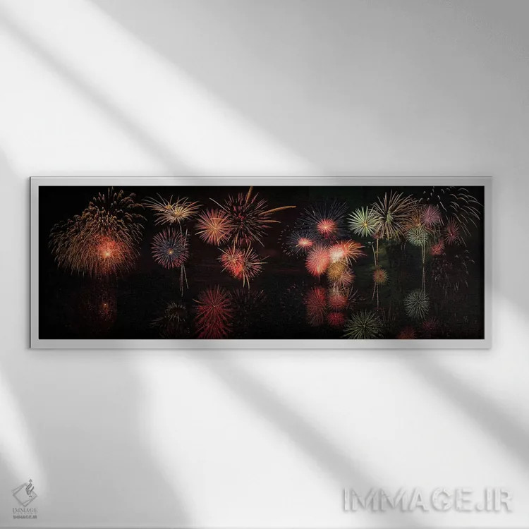 تابلو بازتاب آتشبازی در آب (پانوراما) اثر اولنا آرت (استودیو هنری) - نمای قابدار سفید