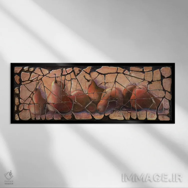 تابلو گلابیها به سبک فرسکو اثر اولنا آرت (استودیو هنری) - نمای قابدار مشکی