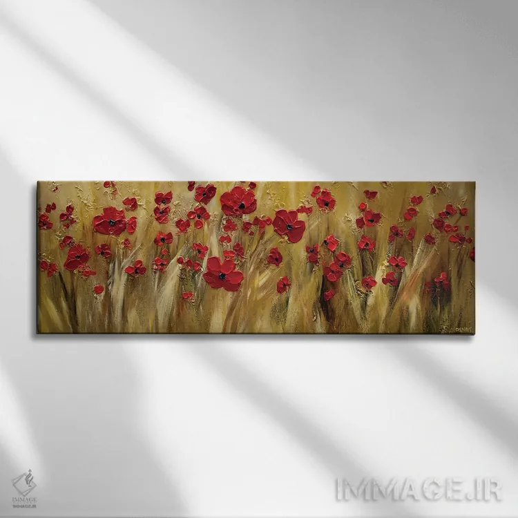 تابلو مزرعه شقایقها اثر اوسنات تزدک - نمای روبهرو روی دیوار