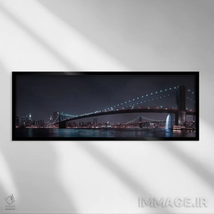 تابلو آسمانخراشهای منهتن و پل بروکلین اثر فابین براوین - نمای قابدار مشکی