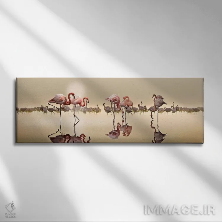 تابلو "فلامینگوها" اثر ناصر عثمان - نمای روبهرو روی دیوار