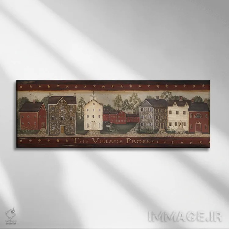 تابلو بخش اصلی روستا اثر پم بریتون - نمای روبهرو روی دیوار