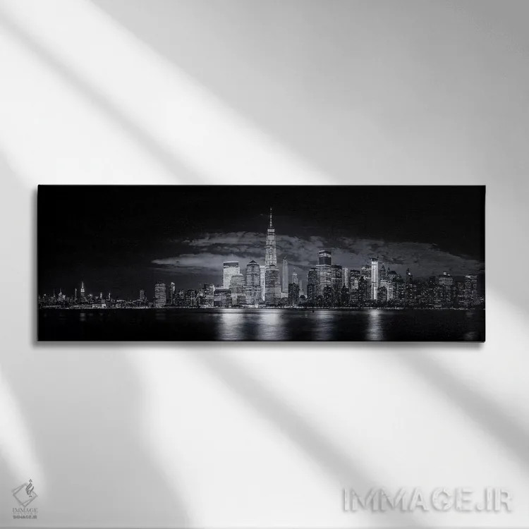 تابلو گاتهام (نام خیالی شهر) اثر جکسون کاروالیو - نمای روبهرو روی دیوار