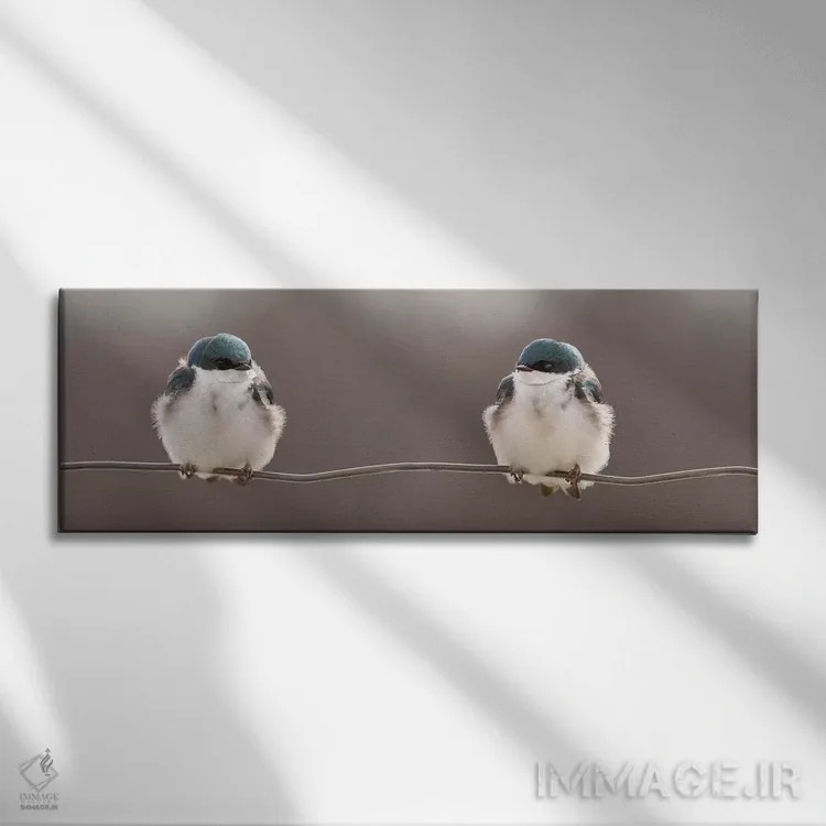 تابلو "پرندگان روی سیم" اثر لوسی گنیون - نمای روبهرو روی دیوار