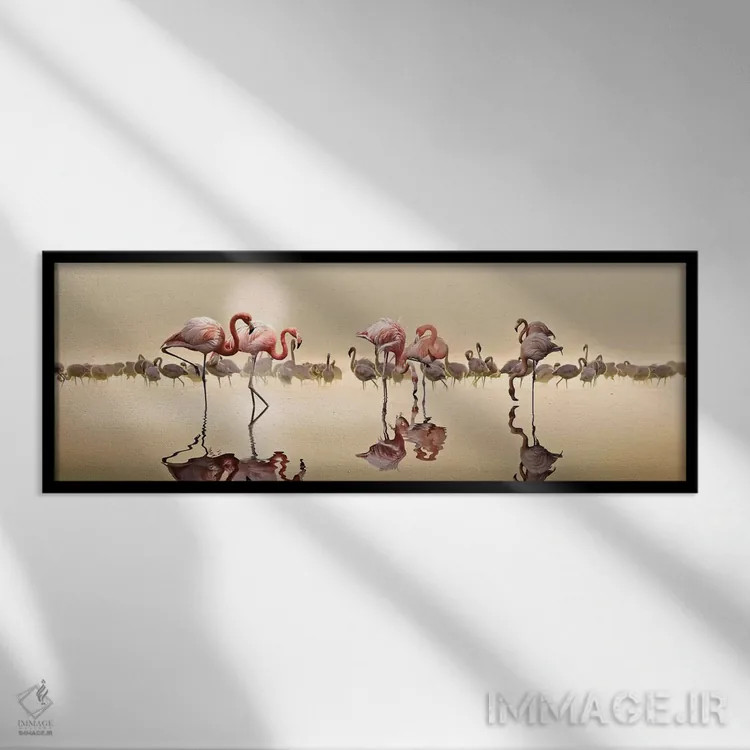 تابلو "فلامینگوها" اثر ناصر عثمان - نمای قابدار مشکی
