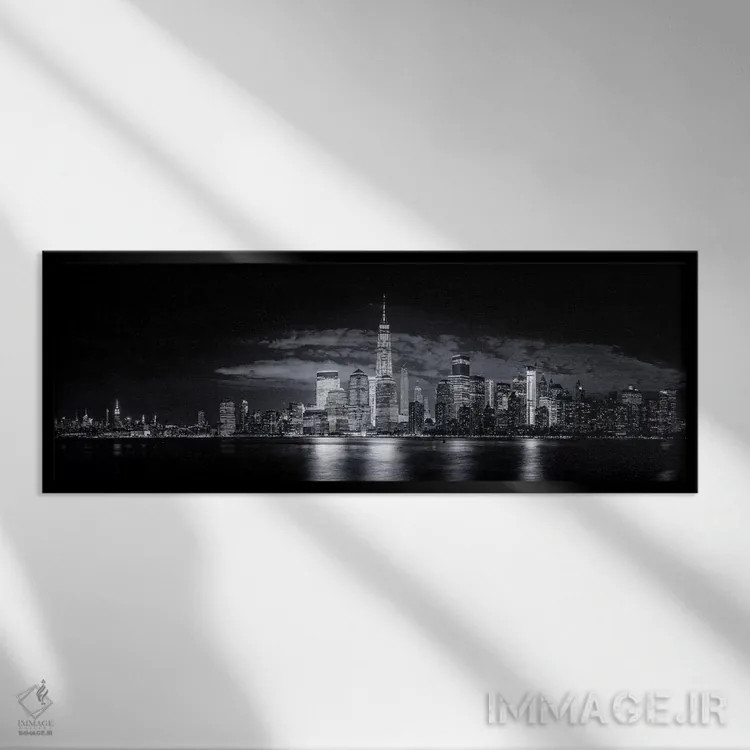 تابلو گاتهام (نام خیالی شهر) اثر جکسون کاروالیو - نمای قابدار مشکی