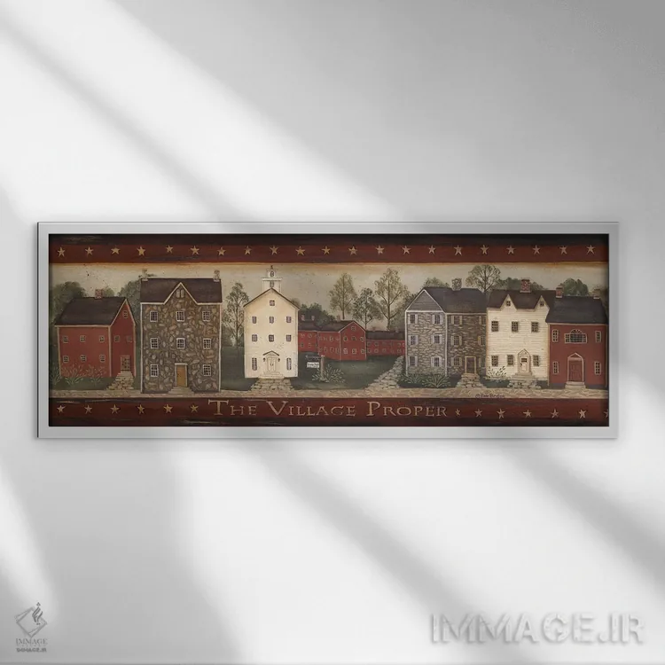 تابلو بخش اصلی روستا اثر پم بریتون - نمای قابدار سفید