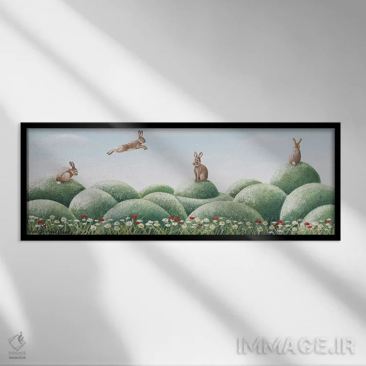 تابلو پرش خرگوشی اثر پُل برنارد روسل - نمای قابدار مشکی