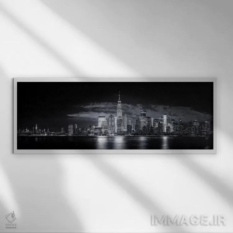 تابلو گاتهام (نام خیالی شهر) اثر جکسون کاروالیو - نمای قابدار سفید